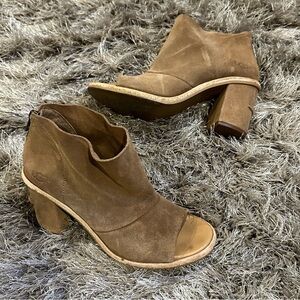 UGG Tan Peep Toe Suede Booties